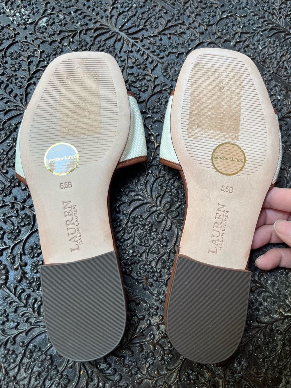 NEW LAUREN RALPH LAUREN EVERLEY LEATHER TRIM SLIDE SANDALS 5.5 - Picture 11 of 11